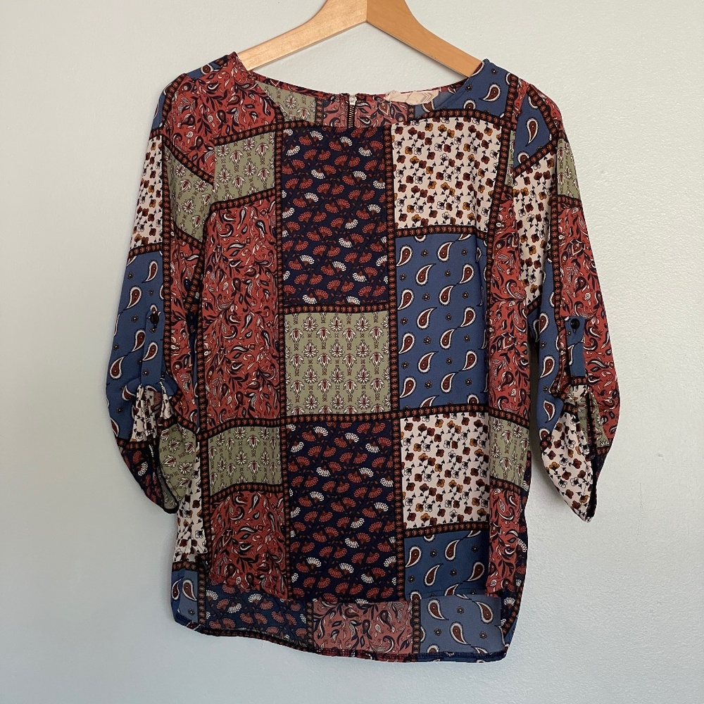 Pink Rose Patterned Blouse